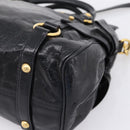 Miu Miu Side Ribbon Hand Bag Leather 2way Black Gold Auth am12763M-15