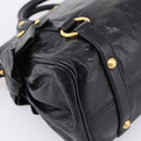Miu Miu Side Ribbon Hand Bag Leather 2way Black Gold Auth am12763M-16