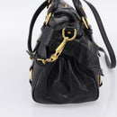 Miu Miu Side Ribbon Hand Bag Leather 2way Black Gold Auth am12763M-5