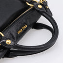 Miu Miu Side Ribbon Hand Bag Leather 2way Black Gold Auth am12763M-8