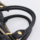 Miu Miu Side Ribbon Hand Bag Leather 2way Black Gold Auth am12763M-9