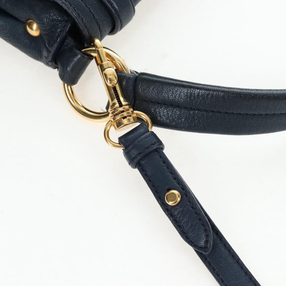 Miu Miu Turn Lock Shoulder Bag Leather 2way Navy Gold Auth am12764V