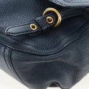 Miu Miu Turn Lock Shoulder Bag Leather 2way Navy Gold Auth am12764V-18