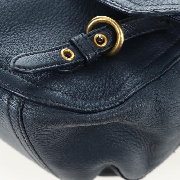 Miu Miu Turn Lock Shoulder Bag Leather 2way Navy Gold Auth am12764V