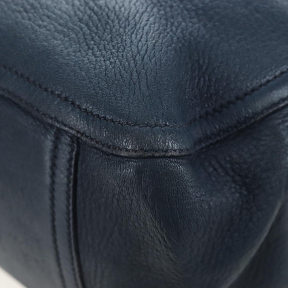 Miu Miu Turn Lock Shoulder Bag Leather 2way Navy Gold Auth am12764V