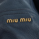 Miu Miu Turn Lock Shoulder Bag Leather 2way Navy Gold Auth am12764V-21