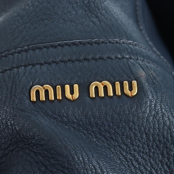 Miu Miu Turn Lock Shoulder Bag Leather 2way Navy Gold Auth am12764V
