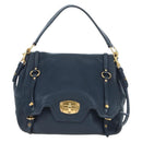 Miu Miu Turn Lock Shoulder Bag Leather 2way Navy Gold Auth am12764V-13