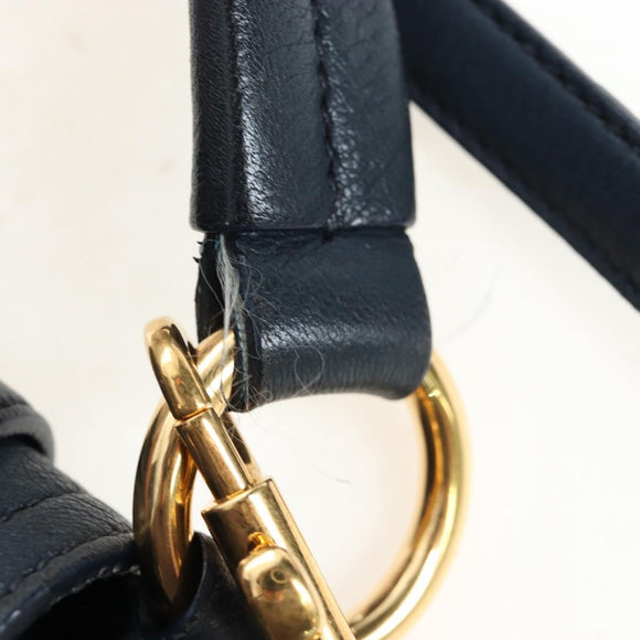 Miu Miu Turn Lock Shoulder Bag Leather 2way Navy Gold Auth am12764V