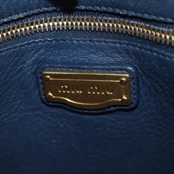 Miu Miu Turn Lock Shoulder Bag Leather 2way Navy Gold Auth am12764V