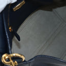 Miu Miu Turn Lock Shoulder Bag Leather 2way Navy Gold Auth am12764V-11