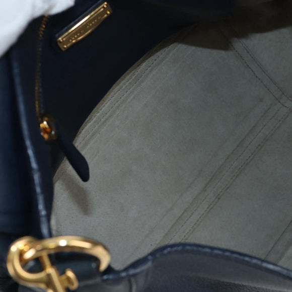 Miu Miu Turn Lock Shoulder Bag Leather 2way Navy Gold Auth am12764V