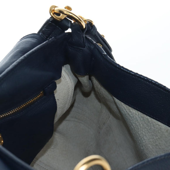 Miu Miu Turn Lock Shoulder Bag Leather 2way Navy Gold Auth am12764V