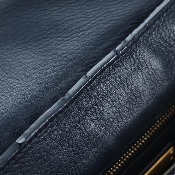 Miu Miu Turn Lock Shoulder Bag Leather 2way Navy Gold Auth am12764V