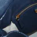 Miu Miu Turn Lock Shoulder Bag Leather 2way Navy Gold Auth am12764V-30