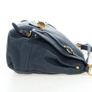 Miu Miu Turn Lock Shoulder Bag Leather 2way Navy Gold Auth am12764V-4