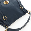 Miu Miu Turn Lock Shoulder Bag Leather 2way Navy Gold Auth am12764V-6