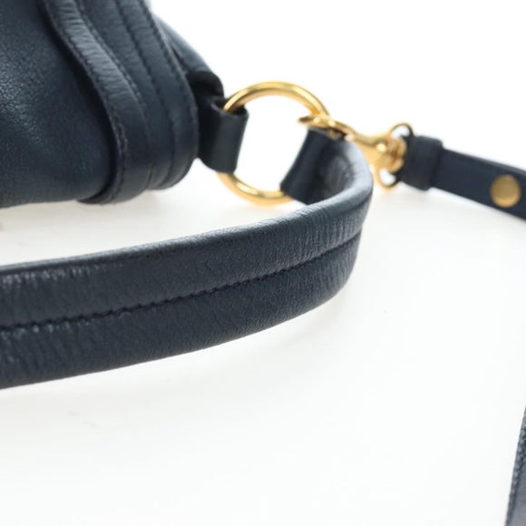 Miu Miu Turn Lock Shoulder Bag Leather 2way Navy Gold Auth am12764V