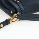 Miu Miu Turn Lock Shoulder Bag Leather 2way Navy Gold Auth am12764V-8