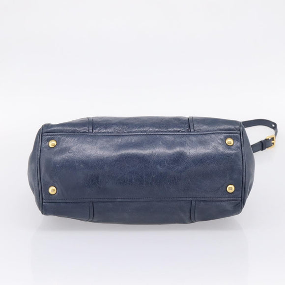 Miu Miu Hand Bag Leather 2way Navy Gold Auth am12765V