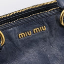 Miu Miu Hand Bag Leather 2way Navy Gold Auth am12765V-19