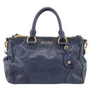 Miu Miu Hand Bag Leather 2way Navy Gold Auth am12765V-13