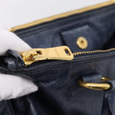 Miu Miu Hand Bag Leather 2way Navy Gold Auth am12765V-25