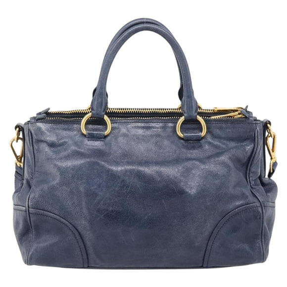 Miu Miu Hand Bag Leather 2way Navy Gold Auth am12765V
