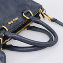 Miu Miu Hand Bag Leather 2way Navy Gold Auth am12765V-7