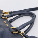 Miu Miu Hand Bag Leather 2way Navy Gold Auth am12765V-8
