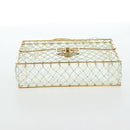 CHANEL Matelasse Turn Lock Hand Bag Metal Plastic Beads Gold CC Auth am12768SM-5