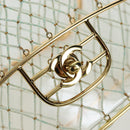 CHANEL Matelasse Turn Lock Hand Bag Metal Plastic Beads Gold CC Auth am12768SM-19