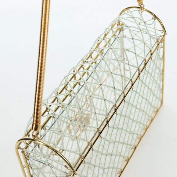 CHANEL Matelasse Turn Lock Hand Bag Metal Plastic Beads Gold CC Auth am12768SM