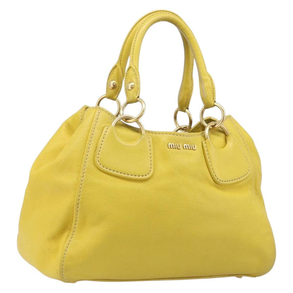 Miu Miu Hand Bag Leather Yellow Gold Auth am12779V