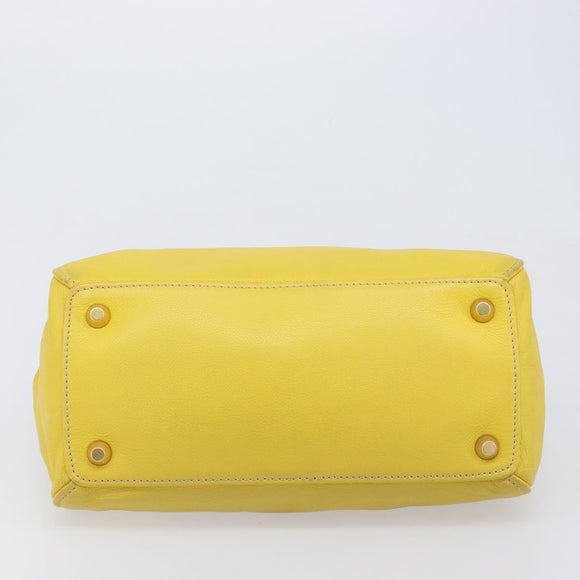 Miu Miu Hand Bag Leather Yellow Gold Auth am12779V