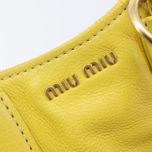 Miu Miu Hand Bag Leather Yellow Gold Auth am12779V