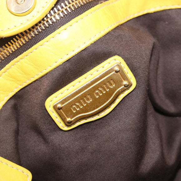 Miu Miu Hand Bag Leather Yellow Gold Auth am12779V
