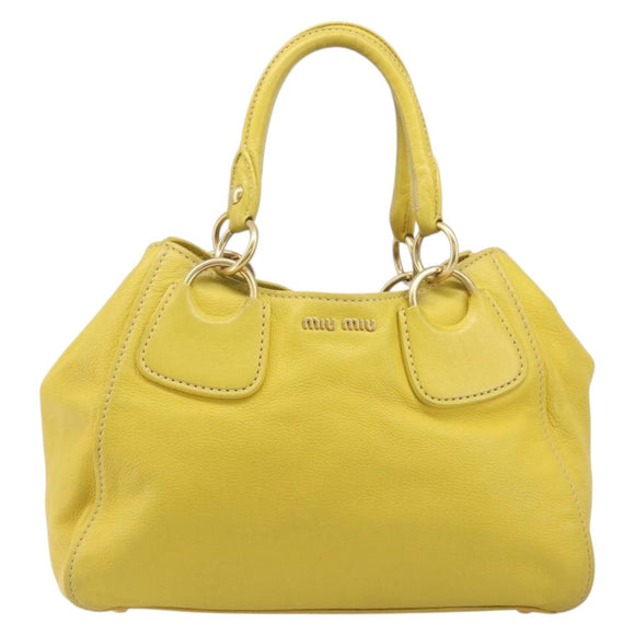 Miu Miu Hand Bag Leather Yellow Gold Auth am12779V