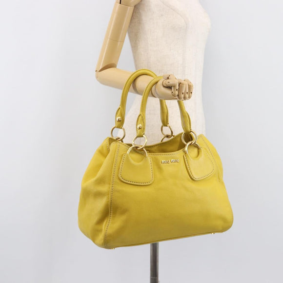 Miu Miu Hand Bag Leather Yellow Gold Auth am12779V
