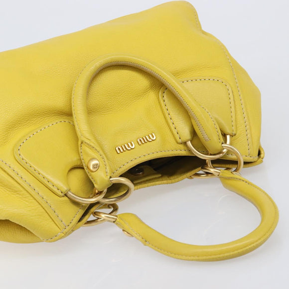 Miu Miu Hand Bag Leather Yellow Gold Auth am12779V