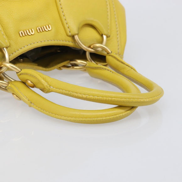 Miu Miu Hand Bag Leather Yellow Gold Auth am12779V
