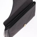 Saint Laurent Clutch Bag Leather Canvas Black Gray gold Auth am12782A-10