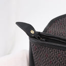Saint Laurent Clutch Bag Leather Canvas Black Gray gold Auth am12782A-19