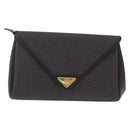 Saint Laurent Clutch Bag Leather Canvas Black Gray gold Auth am12782A-13
