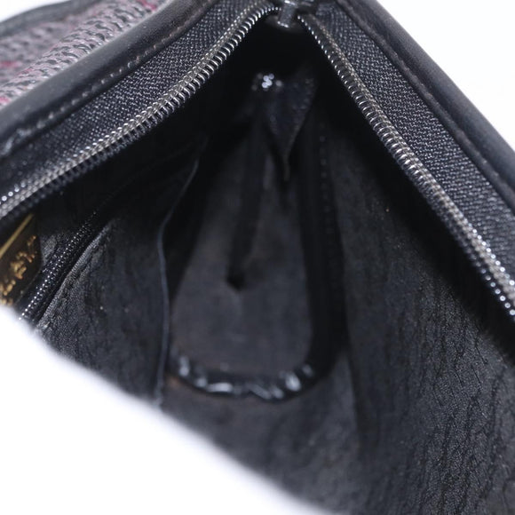 Saint Laurent Clutch Bag Leather Canvas Black Gray gold Auth am12782A