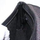 Saint Laurent Clutch Bag Leather Canvas Black Gray gold Auth am12782A-21