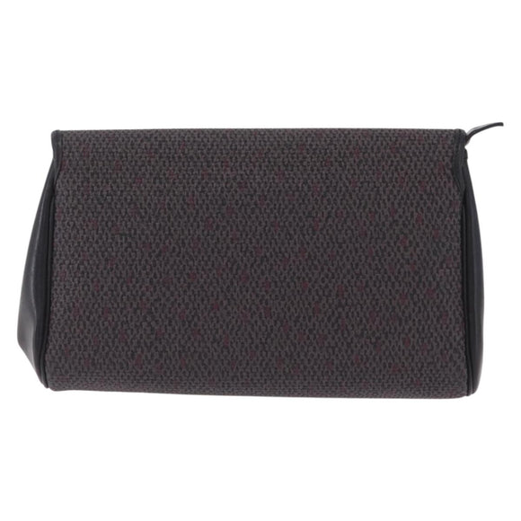 Saint Laurent Clutch Bag Leather Canvas Black Gray gold Auth am12782A