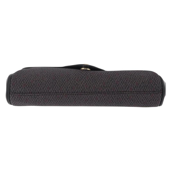 Saint Laurent Clutch Bag Leather Canvas Black Gray gold Auth am12782A