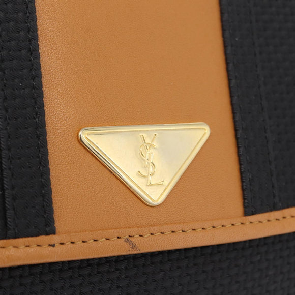 Saint Laurent Clutch Bag PVC Canvas Navy Gold Auth am12783A