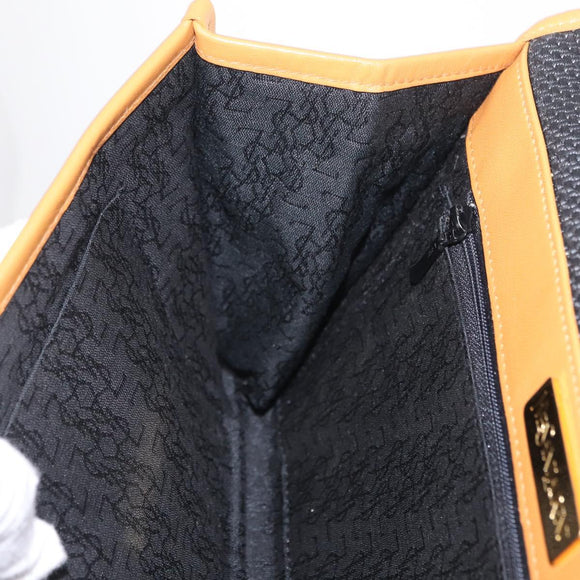 Saint Laurent Clutch Bag PVC Canvas Navy Gold Auth am12783A